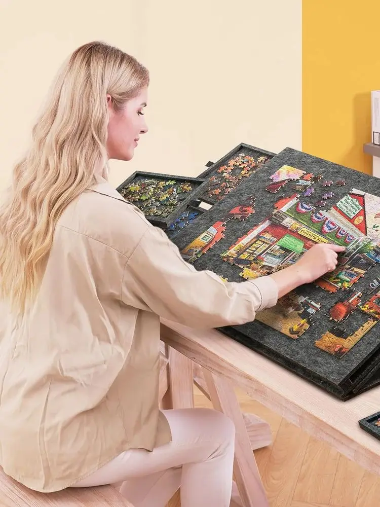 Kantelbaar puzzelbord met 2-in-1 ontworpen standaard en hoes voor volwassenen, draagbare puzzeltafel voor maximaal 1000 stukjes - afbeelding 2