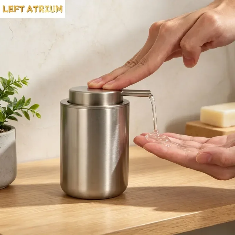 Stainless Steel Soap Dispenser Refillable Stainless Steel Soap Pump Bathroom Pump Bottle Elegant Design Home Accessory for Sink