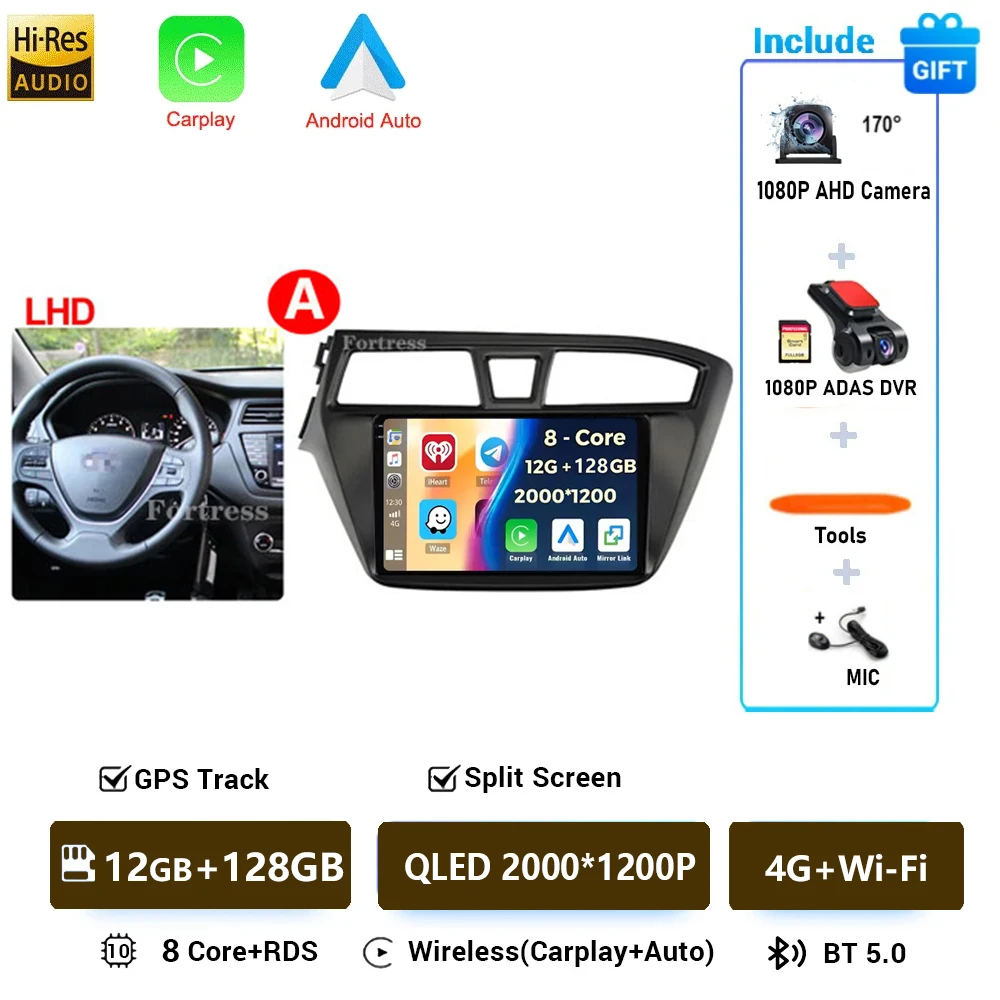 Auto radio voor Hyundai i20 2 II GB 2014 - 2018 Android 16 inch scherm Multimedia autoradio navigatie stereo videospeler Carplay Auto
