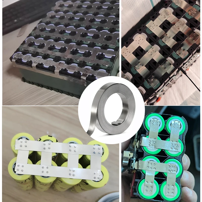 Taśma do zgrzewania punktowego niklowana, 10 m/rolka, o wysokiej przewodności, stalowa, do złączy pakietów akumulatorów litowo-jonowych 18650 21700