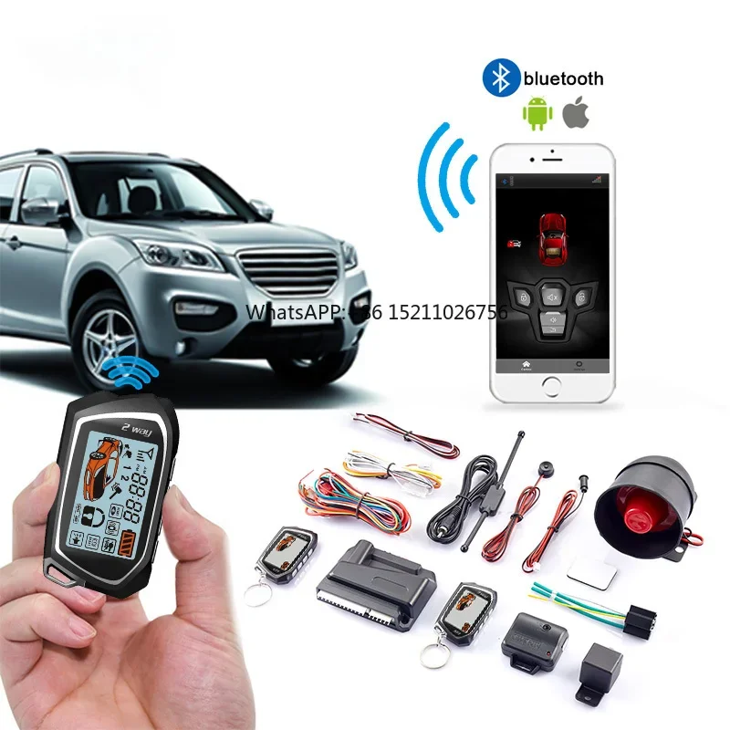 Keyless entry remote engine start two way lcd key smart car alarm system