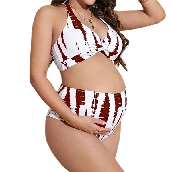 New Fashion Printed Sexy Push-up Belly-covering Loose Belly-supporting Pregnant Women's Split Swimsuit