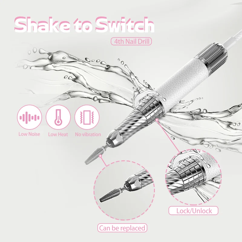 LAMWO DAICHONG 4th アーティスト ネイルサロン 軽量充電式ネイルドリルファイルマシン マニキュアペディキュア用 ホワイト