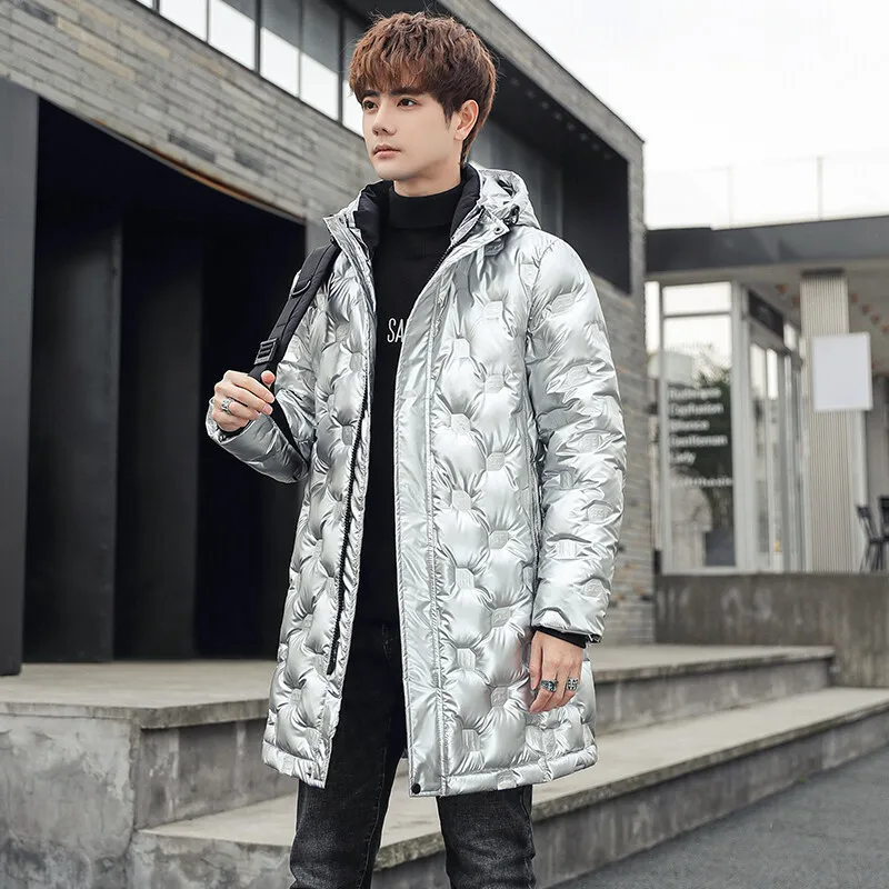 2023 New Winter Down Coat Men's Mid-long Trendy Couple Thickened Warm Hooded Jacket