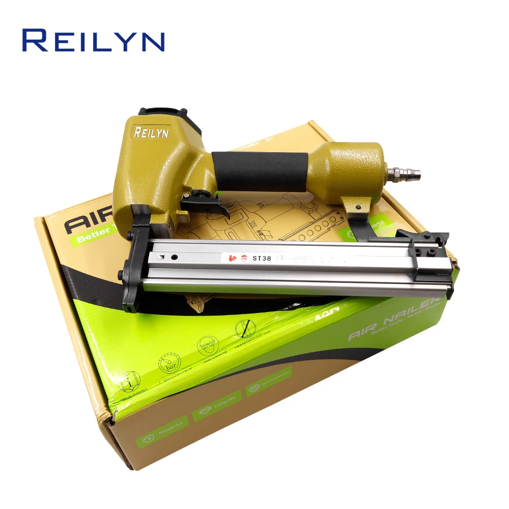 Reilyn ST38 Pneumatic Concrete Nail Gun 18-38mm Gravity Type Steel Nail Gun for Construction Powerful Nailer Home Air Stapler