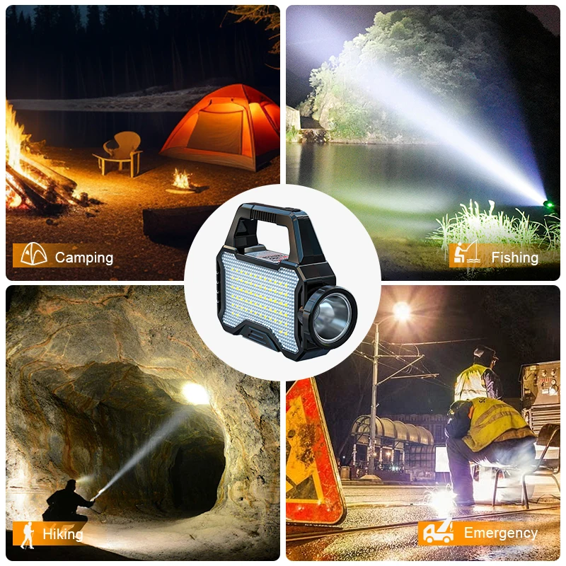 WARSUN WT100 Rechargeable LED Searchlight, Dual Light Source, 580Lm, 3 Modes,Portable Work Light