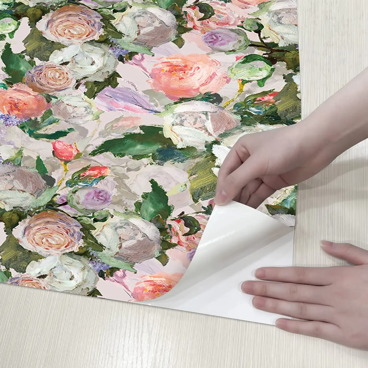 Papel tapiz Floral de pelar y pegar, pintura al óleo de flores, autoadhesivo, acuarela, papel de Contacto extraíble para decoración del hogar