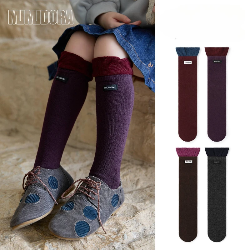 bonito-rendas-aparadas-bezerro-meias-para-criancas-meninas-penteado-algodao-macio-tripulacao-meias-para-criancas-cor-solida-primavera-outono-tornozelo-meias