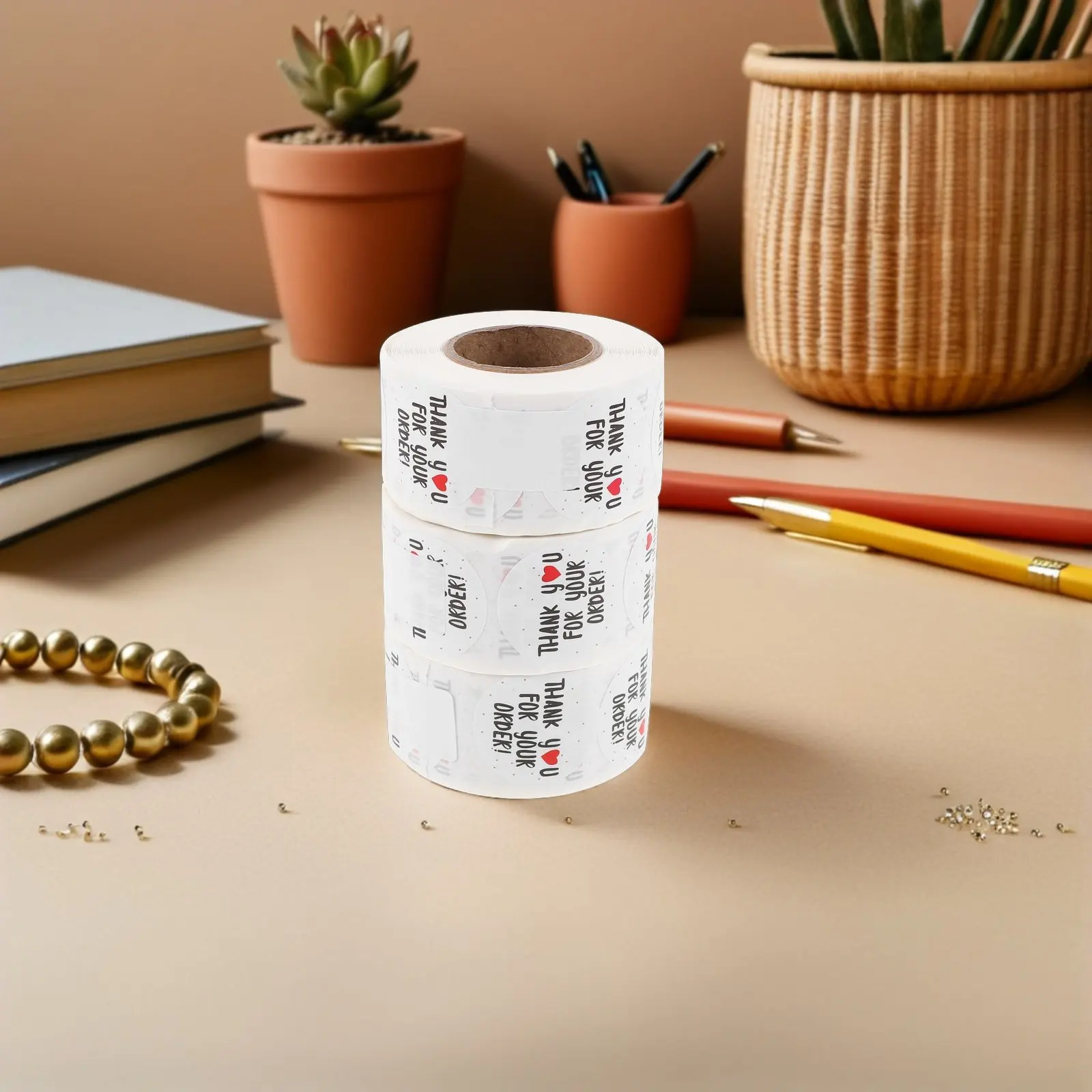 

3 Roll Round Thank You Stickers Vibrant Fade-Resistant Adhesive Labels for Package Sealing Envelope Closure Present Wrapping