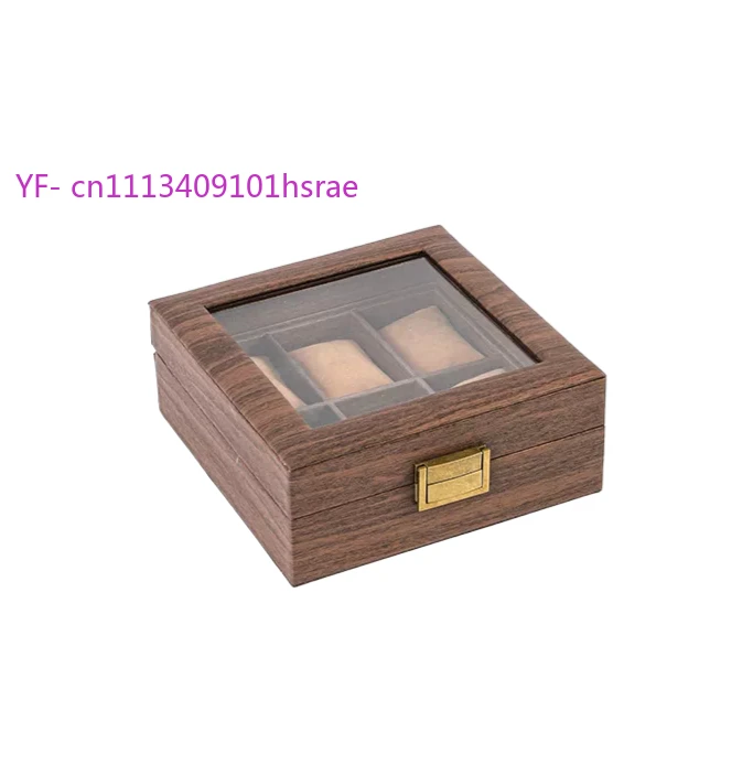 Retro Wood Grain Leather Storage Box for Crystal Bracelet Bangle Jewelry Watch Organizer