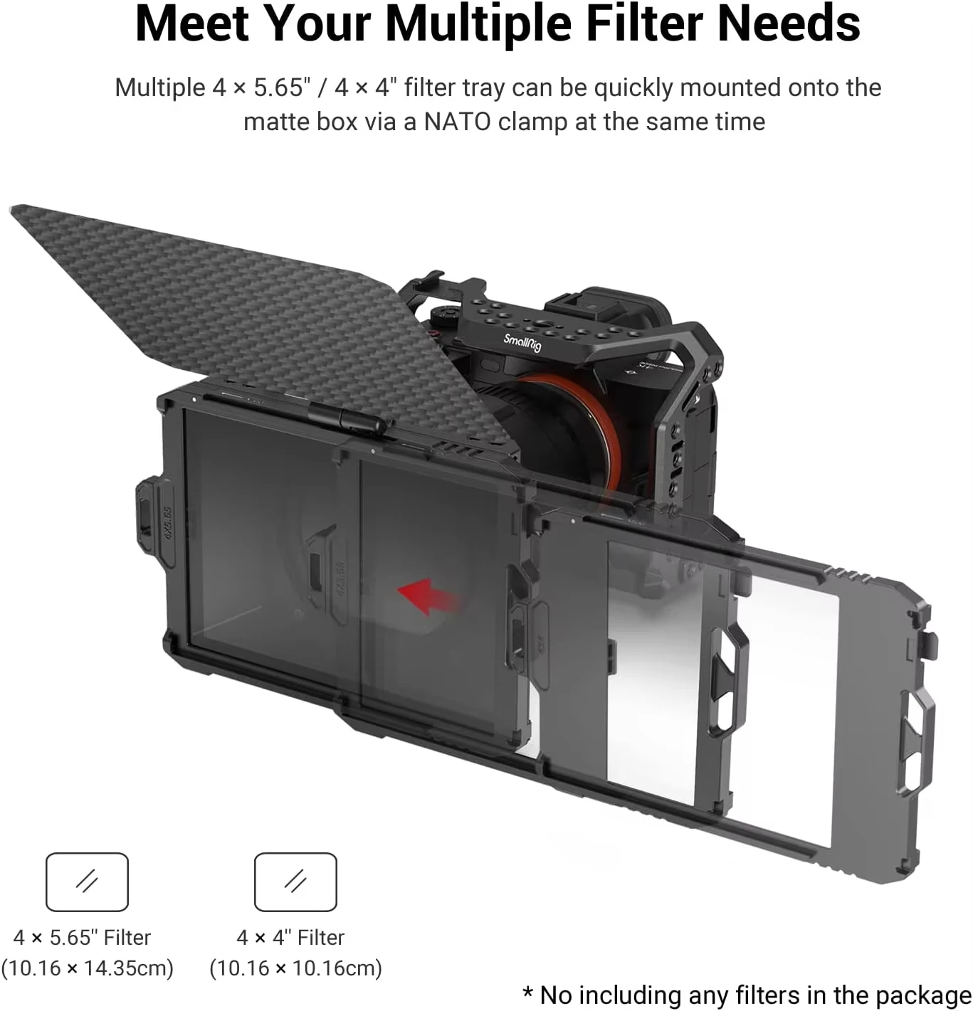 SmallRig Mini Matte Box Lite for Mirrorless DSLR Cameras w 67/72/77/82-95mm Adapter Ring for Standard 52/55/58/62/67mm lens 3575