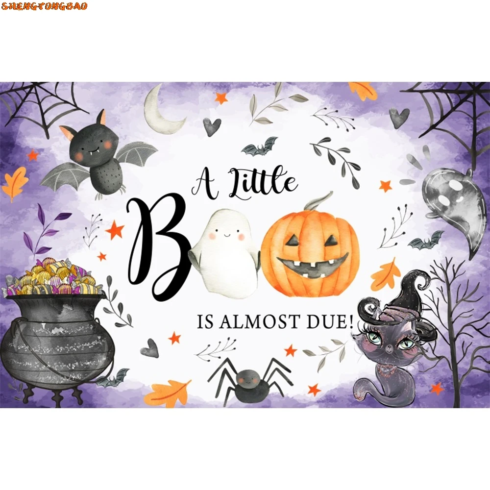 Cartoon Halloween Backdrop For Photography Horror Moon Scary Pumpkin Bat Witch Halloween kid Party Background Photo Studio Props