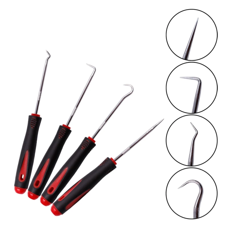 4 ชิ้น Pick และ Hook Set รถซ่อมรถยนต์เครื่องมือบำรุงรักษาสำหรับแยกสายไฟถอดฟิวส์ขนาดเล็กทนทาน