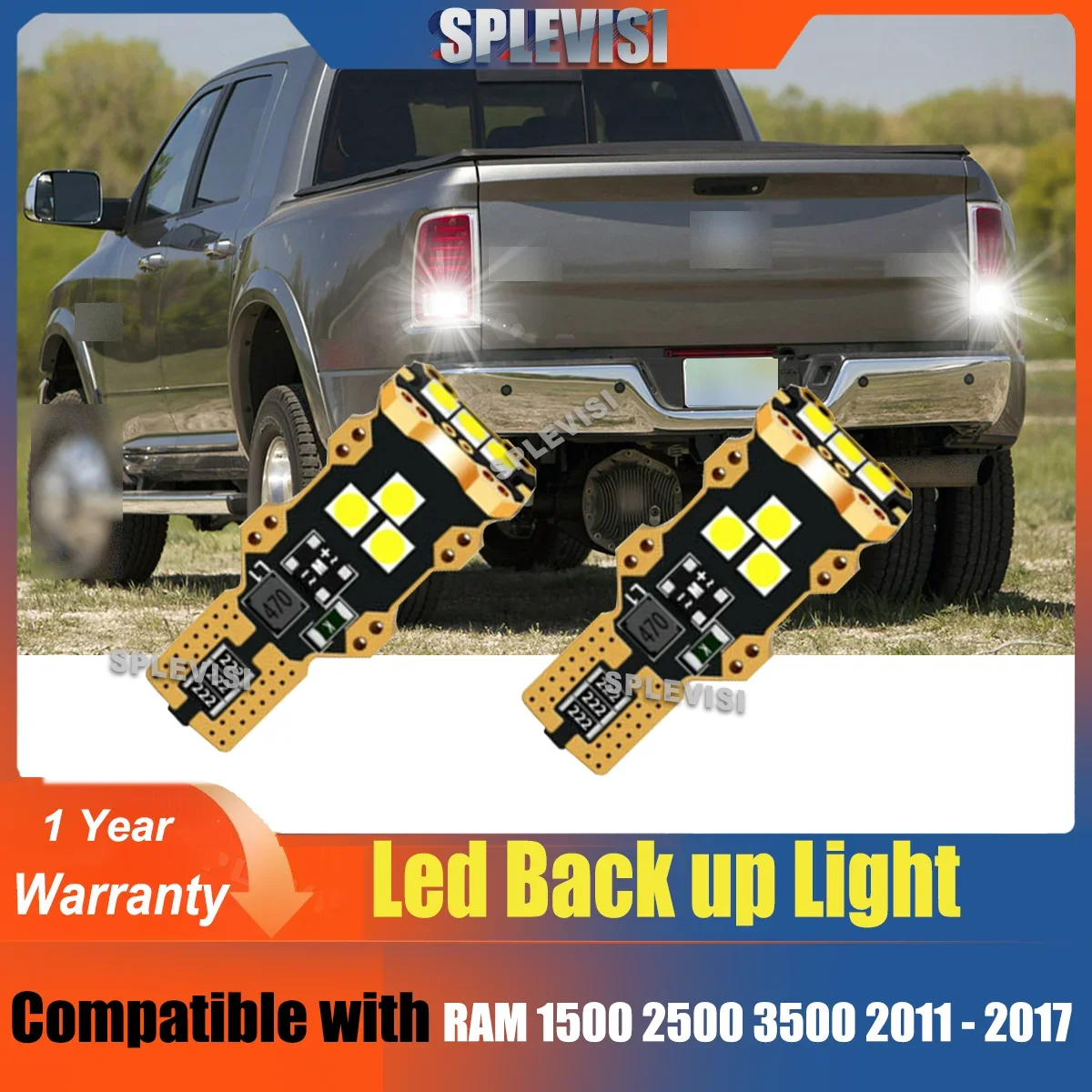 2pcs T15 921 12V Car Brakeup Reverse Light 6000K White IP67 Level For RAM 1500 2500 3500 2011 2012 2013 2014 2015 2016 2017