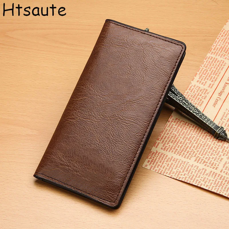 Men Wallets Leather Zipper Purse Man Slim Card Horders Quality Male Long Solid Color Bag Multi-card Wallet Coin Pocket Purse