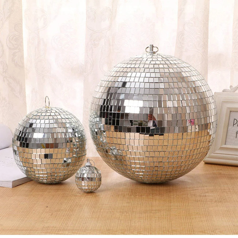 Multi-size Mirror Disco Ball Stage Light Bar Reflective Glass Reflection Rotating Balls Stage Lighting Effect Home Party