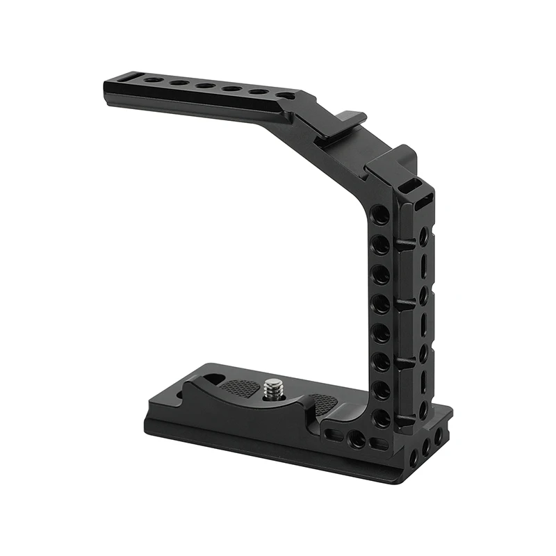 HDRIG Half Camera Cage with QR Wooden Handgrip and Top Handle for Sony Alpha 7IV A7M4 One-piece Cage