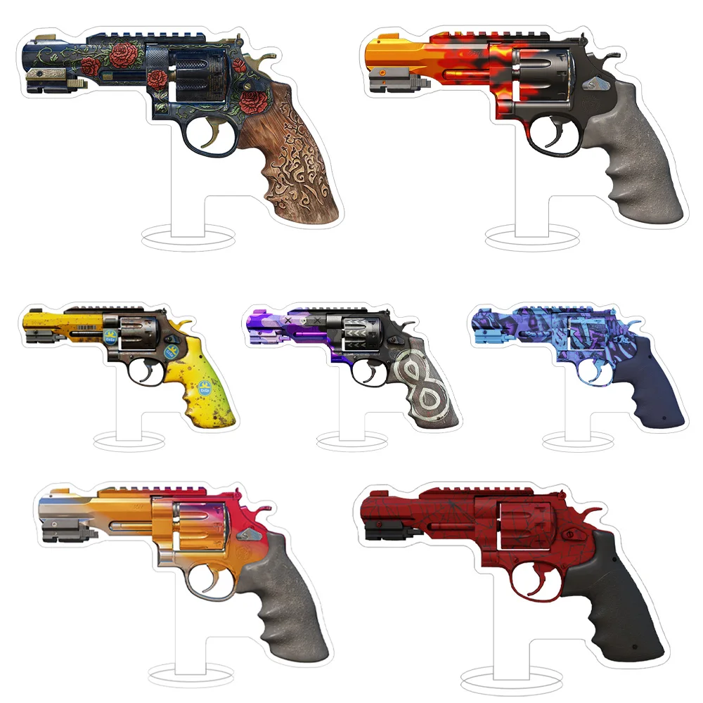 Guo Xiao Luo CS2 GO weapon Pistols R8 Revolver Amber Fade Blaze Crazy 8 Fade Inlay Skins acrylic stand desk ornament Boys gift