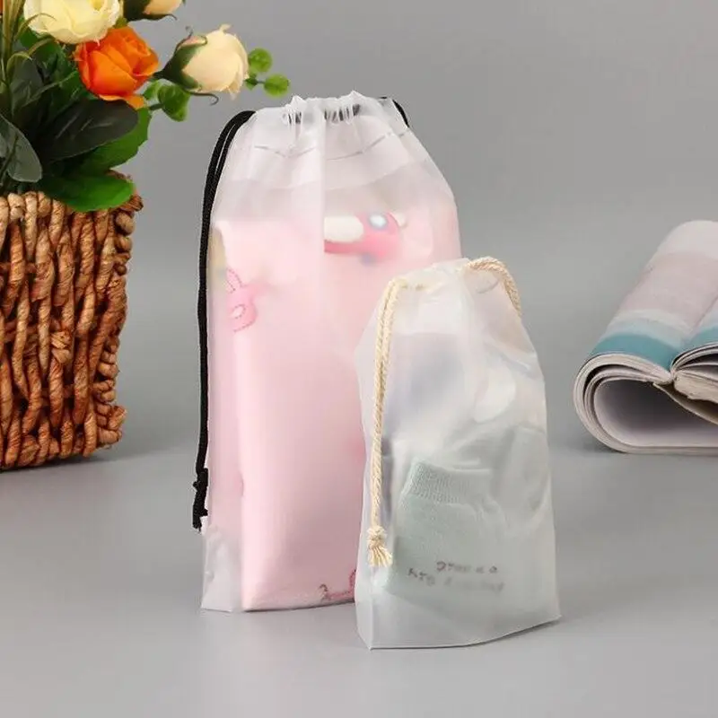 1pcs Transparent  Drawstring Storage Bag Clothes Underwear Shoes Organizer Pouch Travel Toiletries Cosmetic Cotton Storage Bag