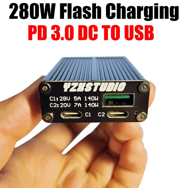 ZC925 280W PD Flash Ładowanie Konwersja Samochodowe Biurko Ładowanie SuperVOOC65W DC 12v 24v do USB Typ-C PD Notebook Zasilacz