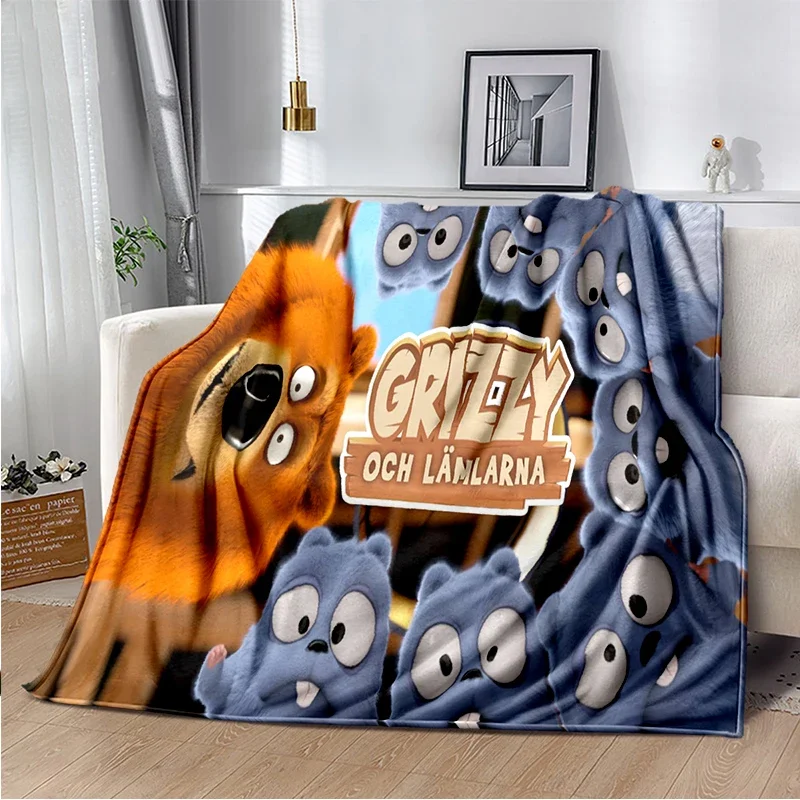 Grizzy and The Lemmings Animation Blanket Cartoon Soft Comfortable Sofa  Bed  Children's Bedroom Decorative Bedspread