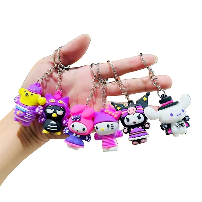 1 Stück niedlichen animierten Cartoon Cross Dressing Sanrio Schlüssel bund Kuromi Melodie Cinna moroll Schlüssel ring Rucksack Zubehör Dekorationen