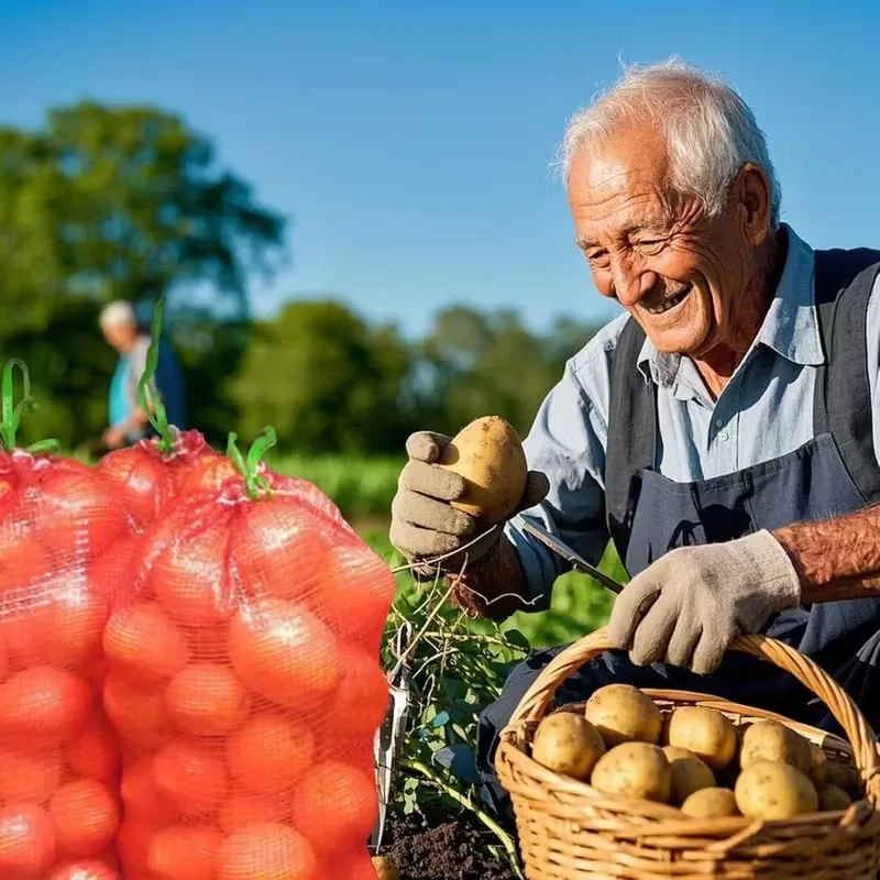 50 قطعة من حقيبة شبكية قابلة لإعادة الاستخدام، تصميم برباط كبير جدًا وجيد التهوية وقابل للغسل لأكياس تخزين الخضروات الطازجة