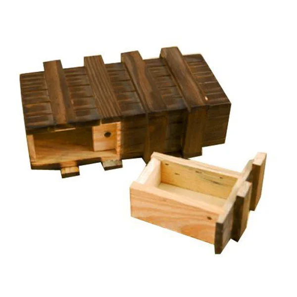 Caja de Rompecabezas de Madera Marrón 16*8.5*5.5Cm Madera Natural Cajón Secreto Para Niños Almacenamiento Seguro Juego Educativo Compartimento Oculto