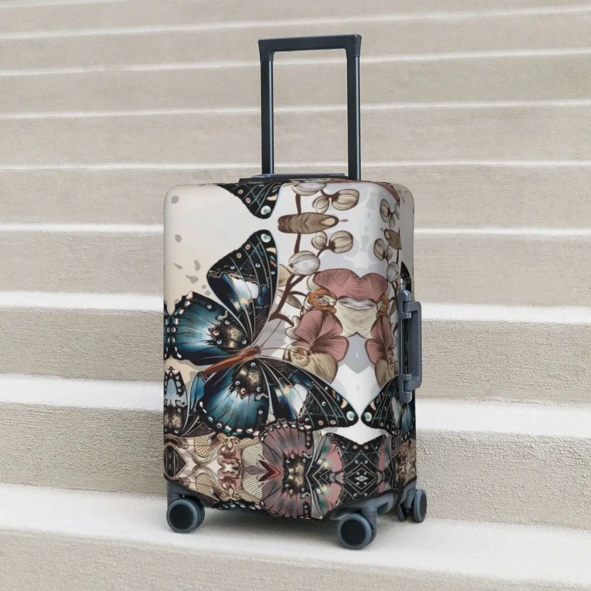 

Butterfly Flowers Suitcase Cover Flight 3d Painting Elastic Luggage Supplies Cruise Trip Protector