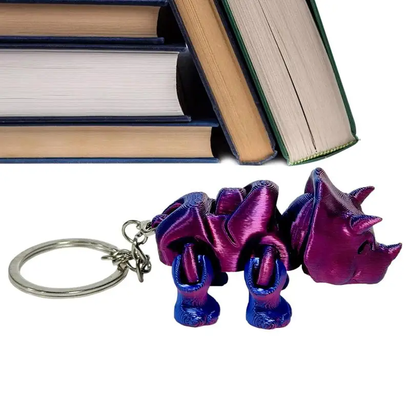 

Articulated Dragon Fidget Toy Dragon Sculpture Toy Keychain 3D Printed Triceratops With Articulated Joints For Boys Girls Kid