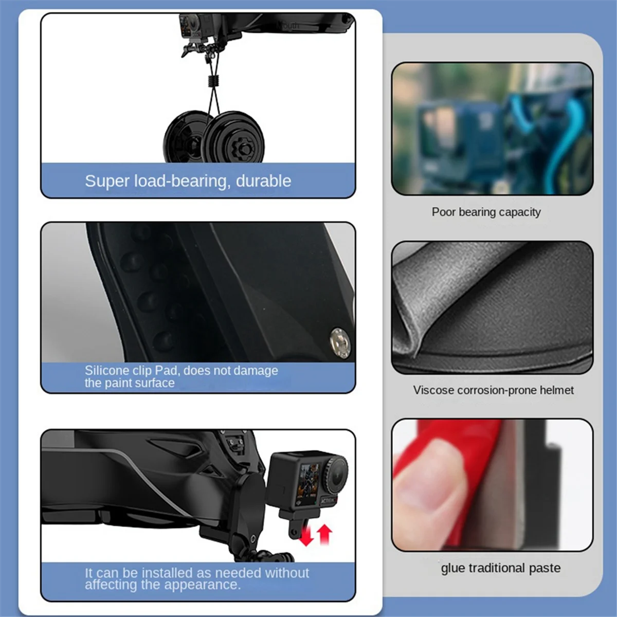 A48U Beugel Motorhelm Kinbeugel Geschikt voor Sportcamera/Spiegelloze Camera/Mobiele Telefoon/Pan Tilt Stabilizer