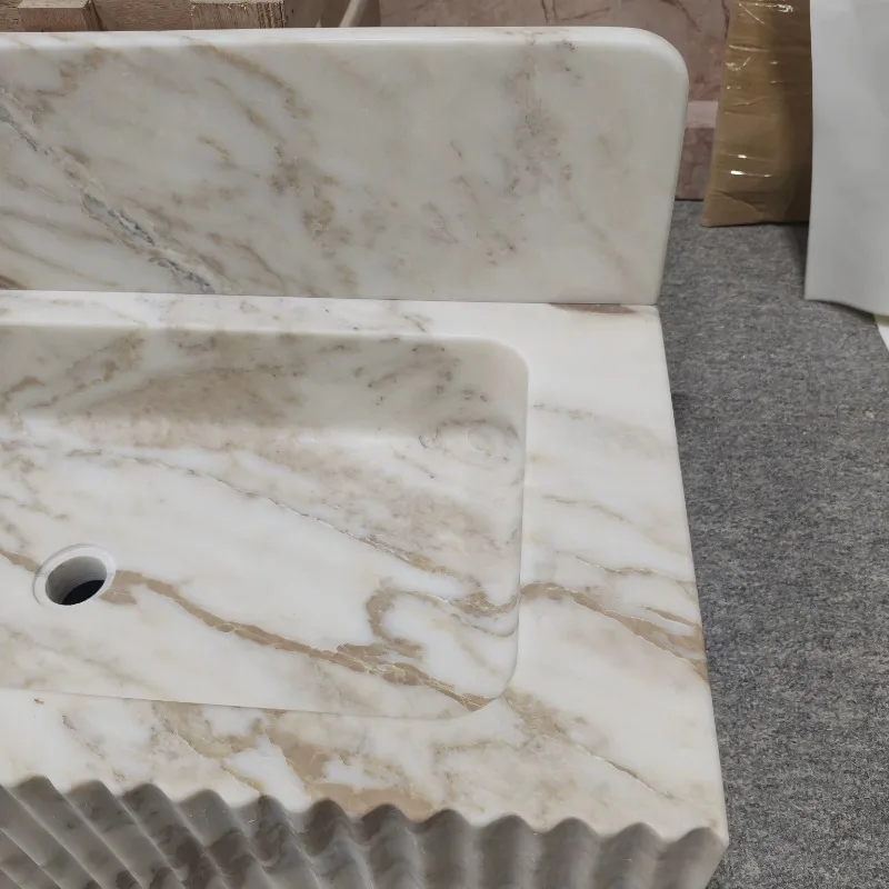 Modern Calacata Gold Marble Sink Bathroom Sinks Basin Wall Hung Marble Wash Basin Marble Sink Bathroom Vanity Sink Vanities Desk