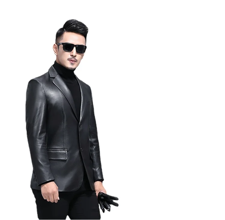 Natural Genuine Leather Men's Sheepskin Light Leather Suit Jacket Slim Fit Spring and Autumn New leather jacket men jacket