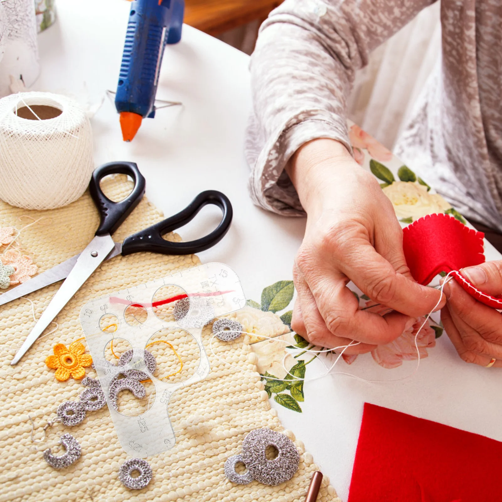 

Acrylic Circle Corner Ruler Transparent Clear Cutting Tool Diy Crafts Precision Stitching Template Hole