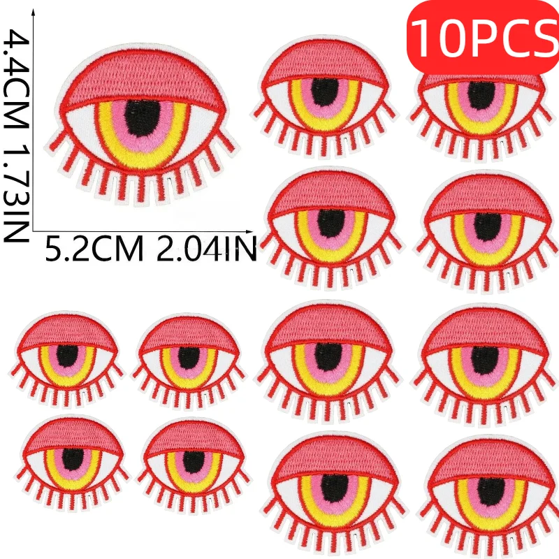 

10/100PCS Wholesale Rainbow Patch Embroidery Label Ironing Lots of Bohemian Style Embroidery Patches Cartoon Eye Embroidery