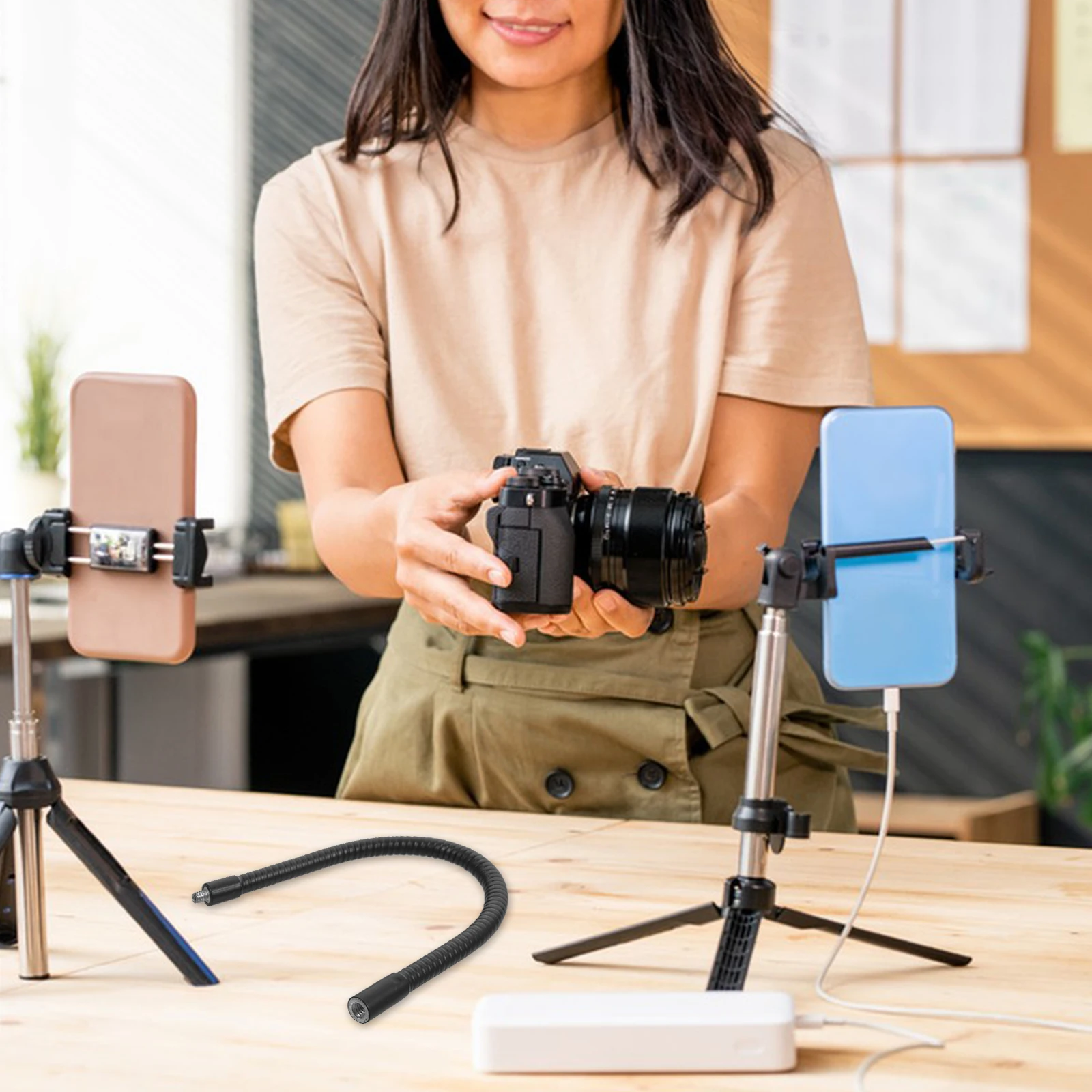

Mobile Phone Holder Extension Tube 30cm Bendable Rod Mic Stand Desk Pole Adjustable Photography Accessory 1/4 Thread Tripod