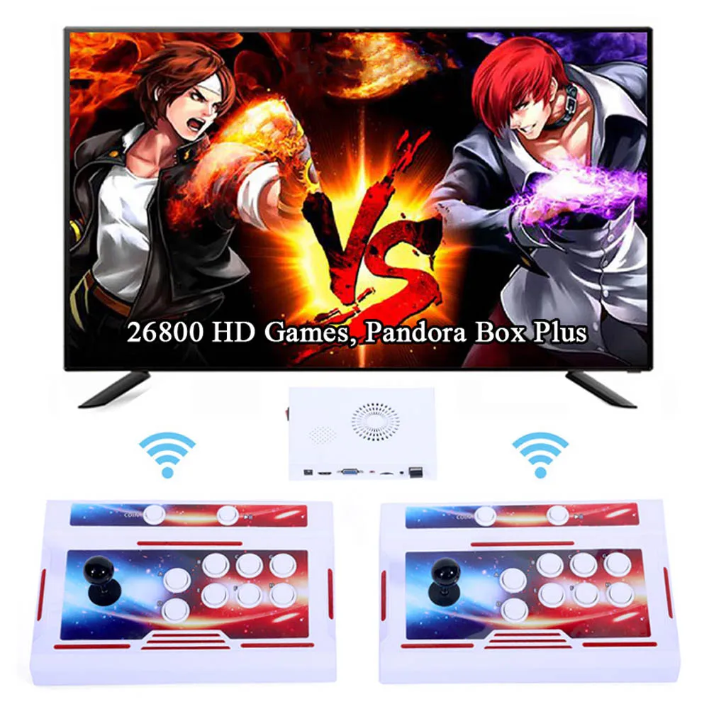 GWALSNTH 26800 in 1 Wireless Pandora Box 60S Bluetooth Arcade Games Console,1280X720 Display,3D Games,Search/Save 1-4 Players