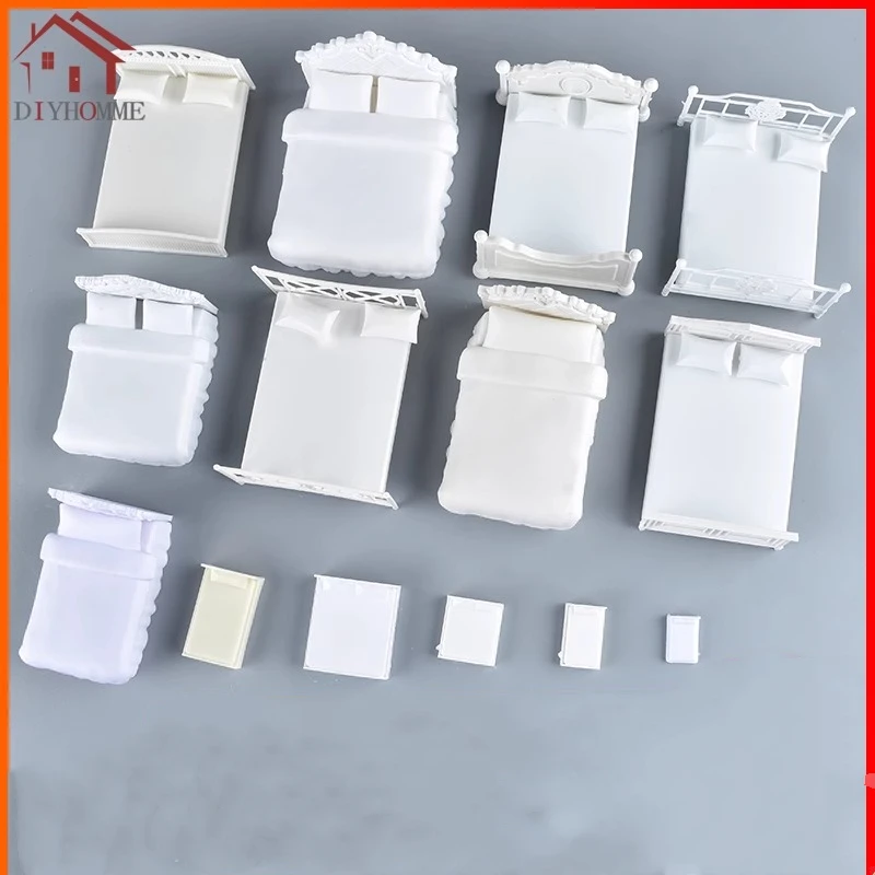 1pc 1/20 1/25 1/30 Miniature Bed Dollhouse Furniture Ornament Doll Accessories Model Building kit Decorative Modeling Craft Toy