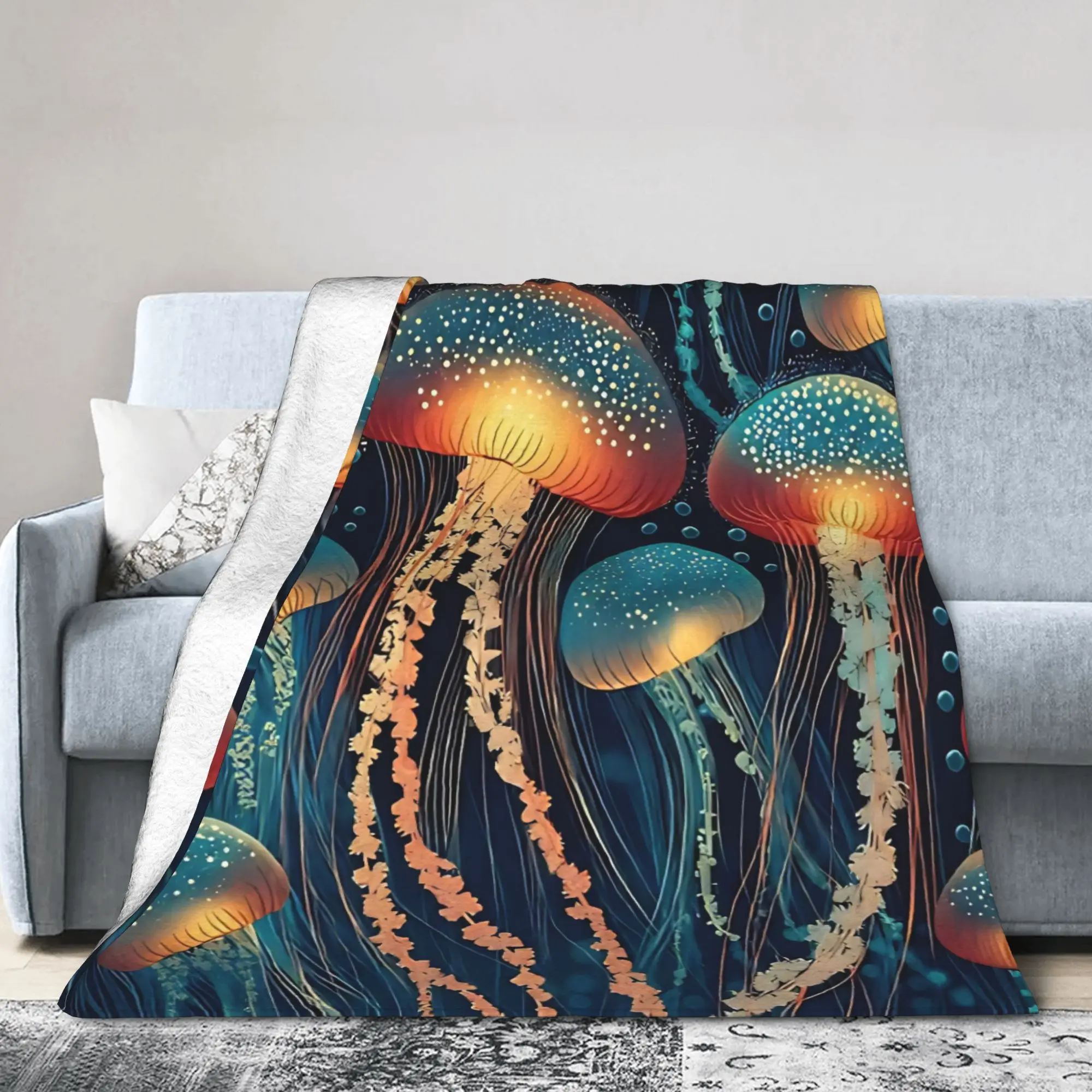 Yayoi Kusama Jellyfish Blankets  Fuzzy Novelty Warm Throw Blankets for Home Restaurant Summer