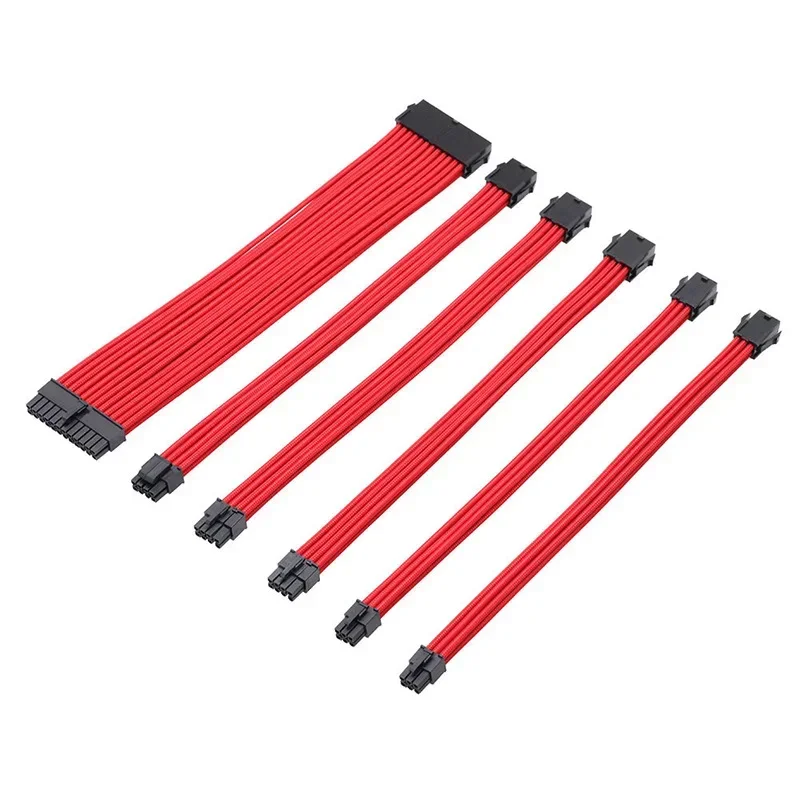 Motherboard 24p CPU 8p Vga 6+2p*2 Power Adapter Cable Computer Nylon Braided Mesh PSU Power Supply Extension Cable