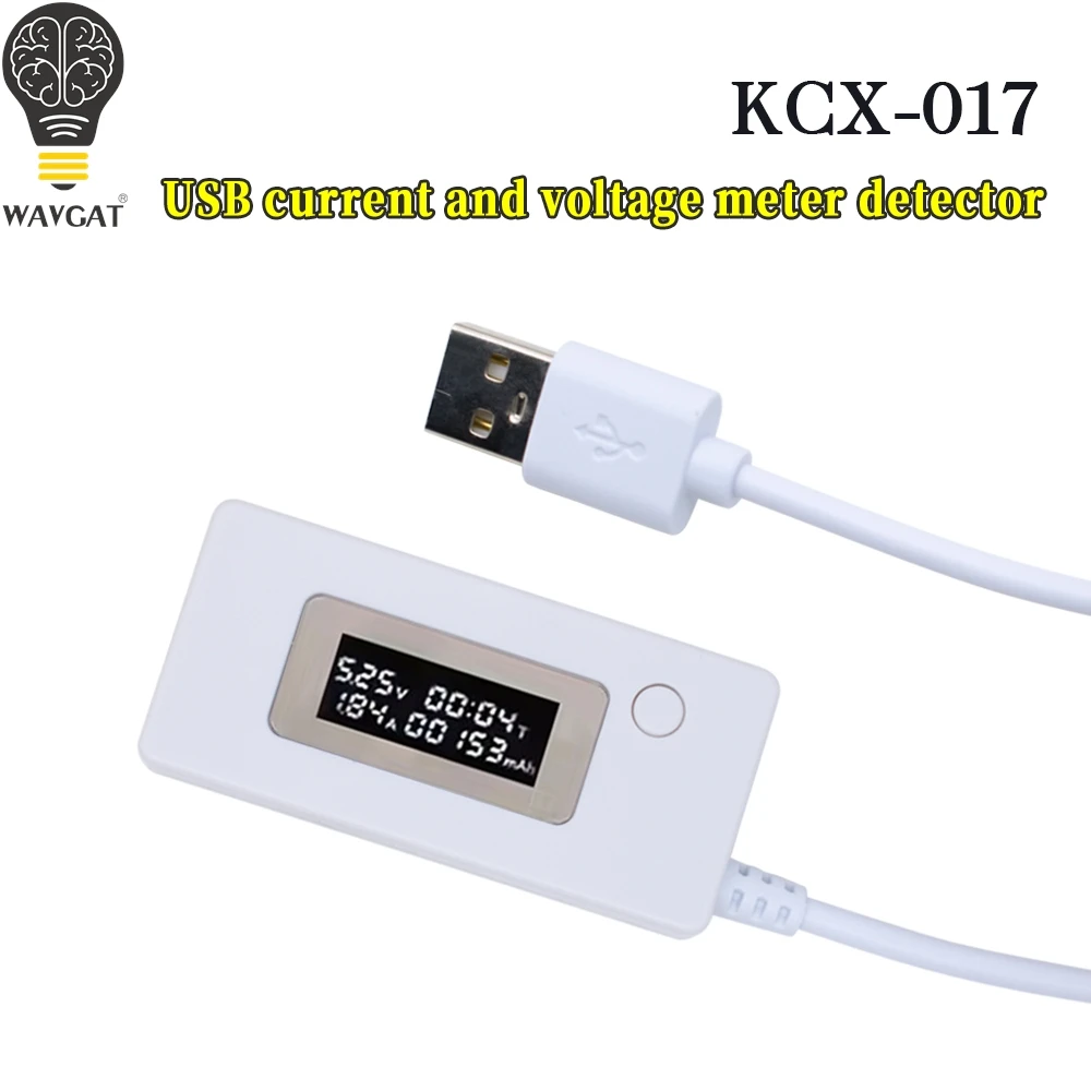 KCX-017 White tail ammeter LCD display Mini USB Voltage Current capacity Monitor tester meter 4-30V Detector Mobile power tester