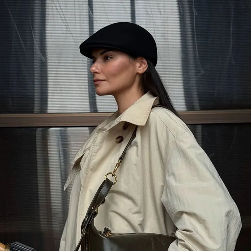 Winter Retro Zeitungsjunge Mütze Männer Frauen Wolle Hut Casual Baskenmütze Solide Unisex Fahrer Flache Kappe Kellner Kappe Street Style Chapeu Bäcker Hut – Detail 3