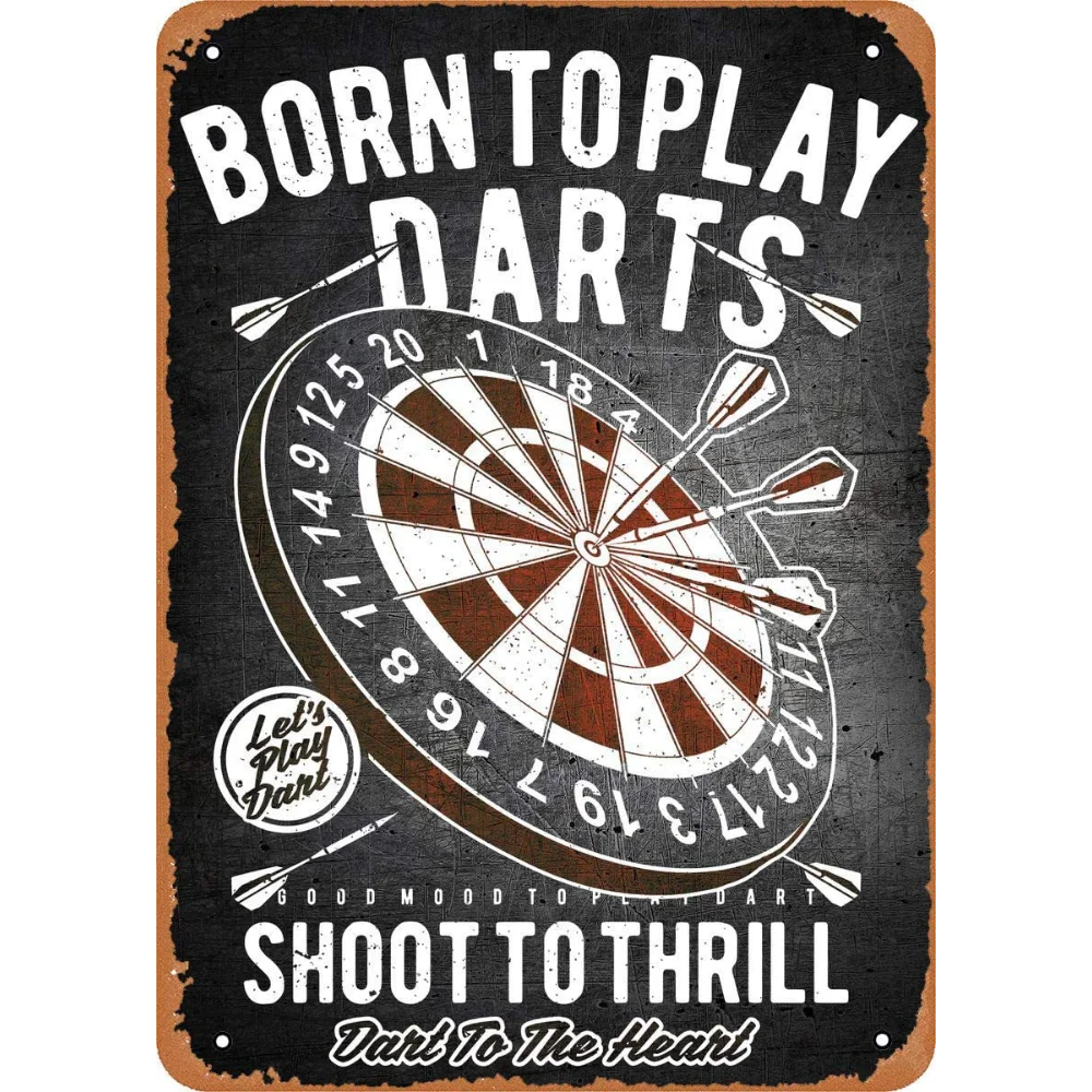 Darts Poster Gift for Beginner Multisize Wall Decor Artwork 8x12 Inches Retro Vintage Decor Sign Metal Tin Sign Home Bar Wall