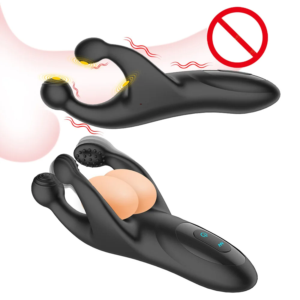 充電式3プロング前立腺バイブレーター、手動マッサージャー、ビート振動、大人のおもちゃ、カップル用品、バイブレーター、18