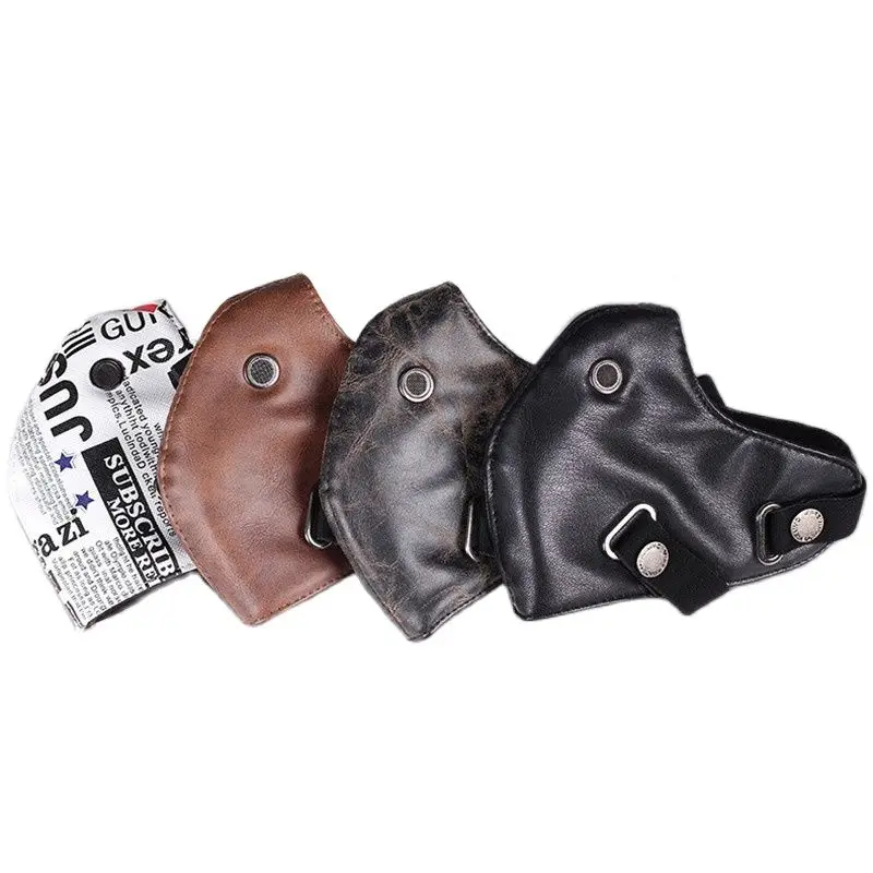 

Punk Leather Mask Motorcycle Biker Half Face Mask Anti-Dust Sport Mask Anti Pollution Mask Men's and Women's Riding Masks