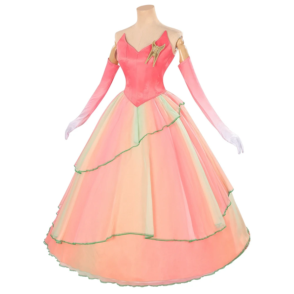 ชุดคอสเพลย์เจ้าหญิงกลินดาจากภาพยนตร์วิคิด ฟอร์ กู๊ด สำหรับผู้หญิง เสื้อ กระโปรง ชุดเต็ม ชุดยูนิฟอร์มสำหรับการแสดงบนเวที งานคาร์นิวัล และงานแฟนซี