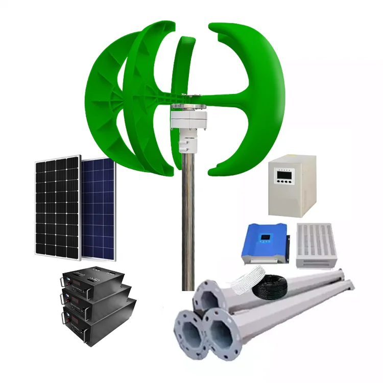 High Efficiency 10Years Warranty 1KW 5KW Vertical Axial Wind Turbine Off On Grid Hybrid Generator Solar System With Power Bank