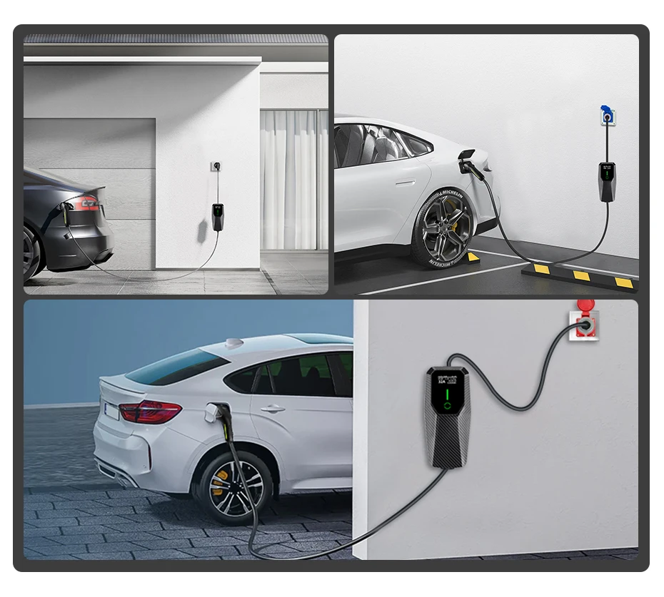 Junsun Typ 2 Tragbares EV-Ladegerät 6A 8A 10A 13A 16A 20A 24A 32A Einstellbarer Strom IP65 1 & 3 Phasen Wasserdicht 3,6KW 7KW 11KW 22KW Kompatibel mit Zeitgesteuerter Ladefunktion Touch-Button-Bedienfeld 2 Jahre Garantie für EU-Stecker Elektroauto Hybrid