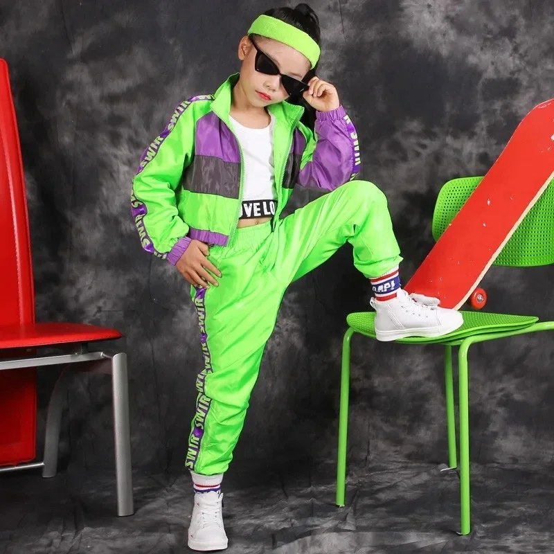 

Children's Hip Hop Dance Wear Girls Jazz Modern Dancing Costumes Fluorescence Clothing Suits Kids Stage Costumes Outfits