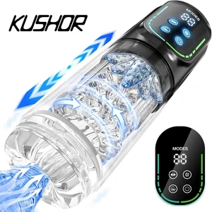 자동 추력 회전 남성 자위기 빨기 핥기 LCD 진공 음경 펌프 수상 스파 진짜 주머니 보지 섹스 장난감 남성용 8 최고의 판매수 보지 -№2